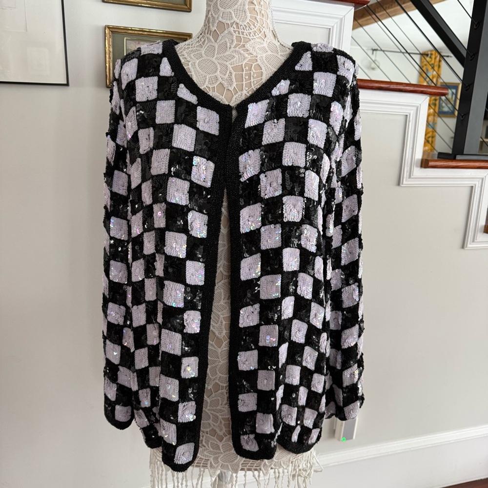 Jean for Joseph Le Bon Vintage Sequined Silk Jacket  XL